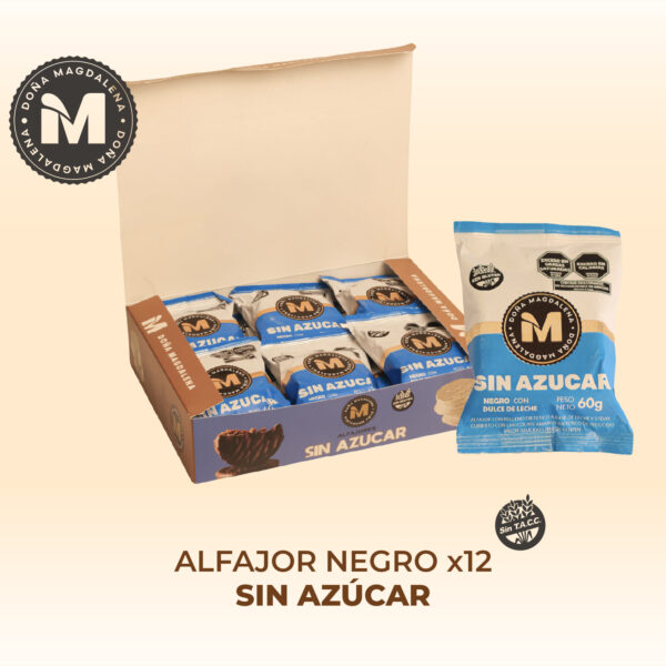Alfajor negro sin azúcar x 12unid